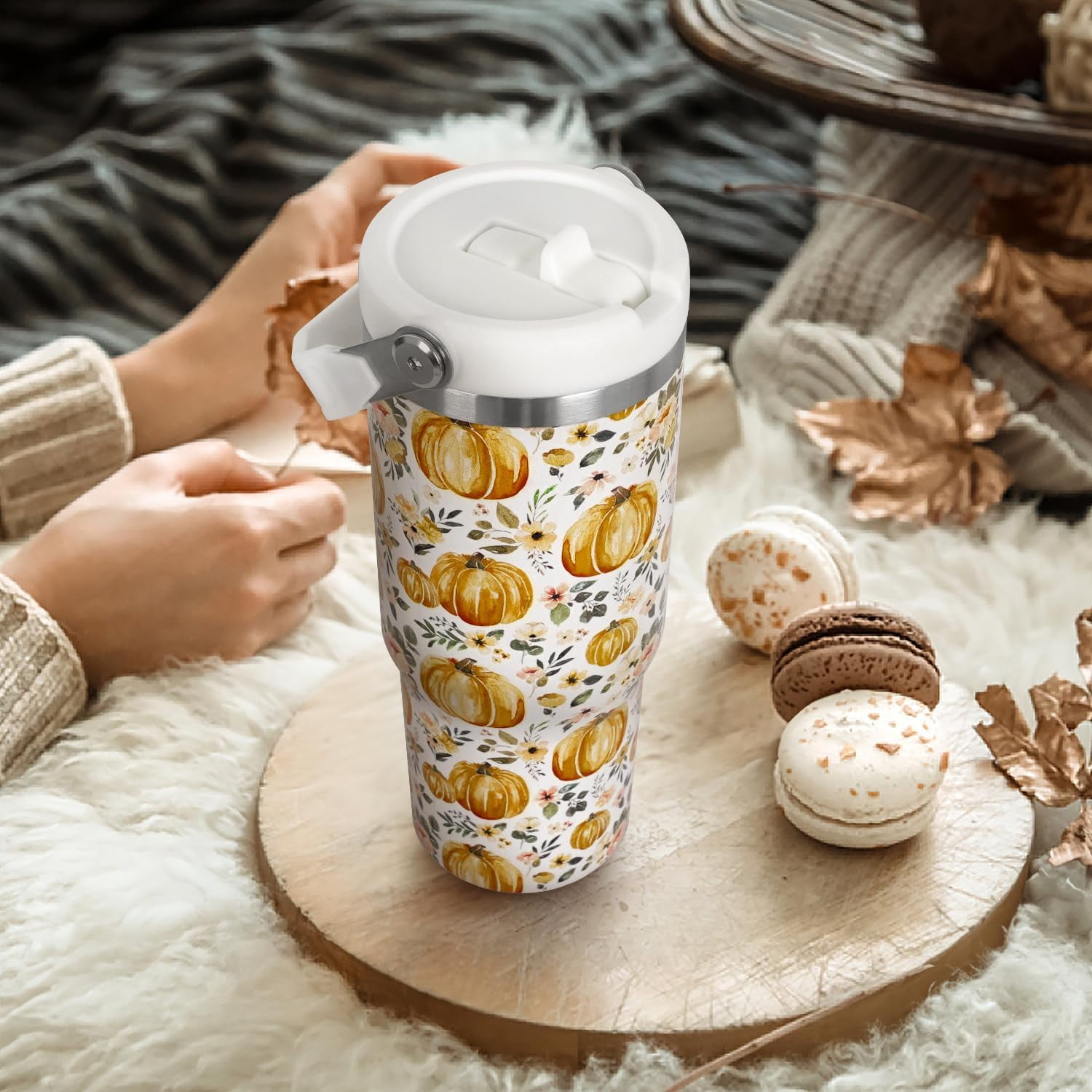 Christmas Tumbler with Handle and Straw Lid 40 oz,Cute Christmas Gifts for Women Xmas Lights Snowflakes Vacuum Insulated Leak Proof Tumbler,Winter Holiday Accessories Stainless Steel Coffee Cup Mug
