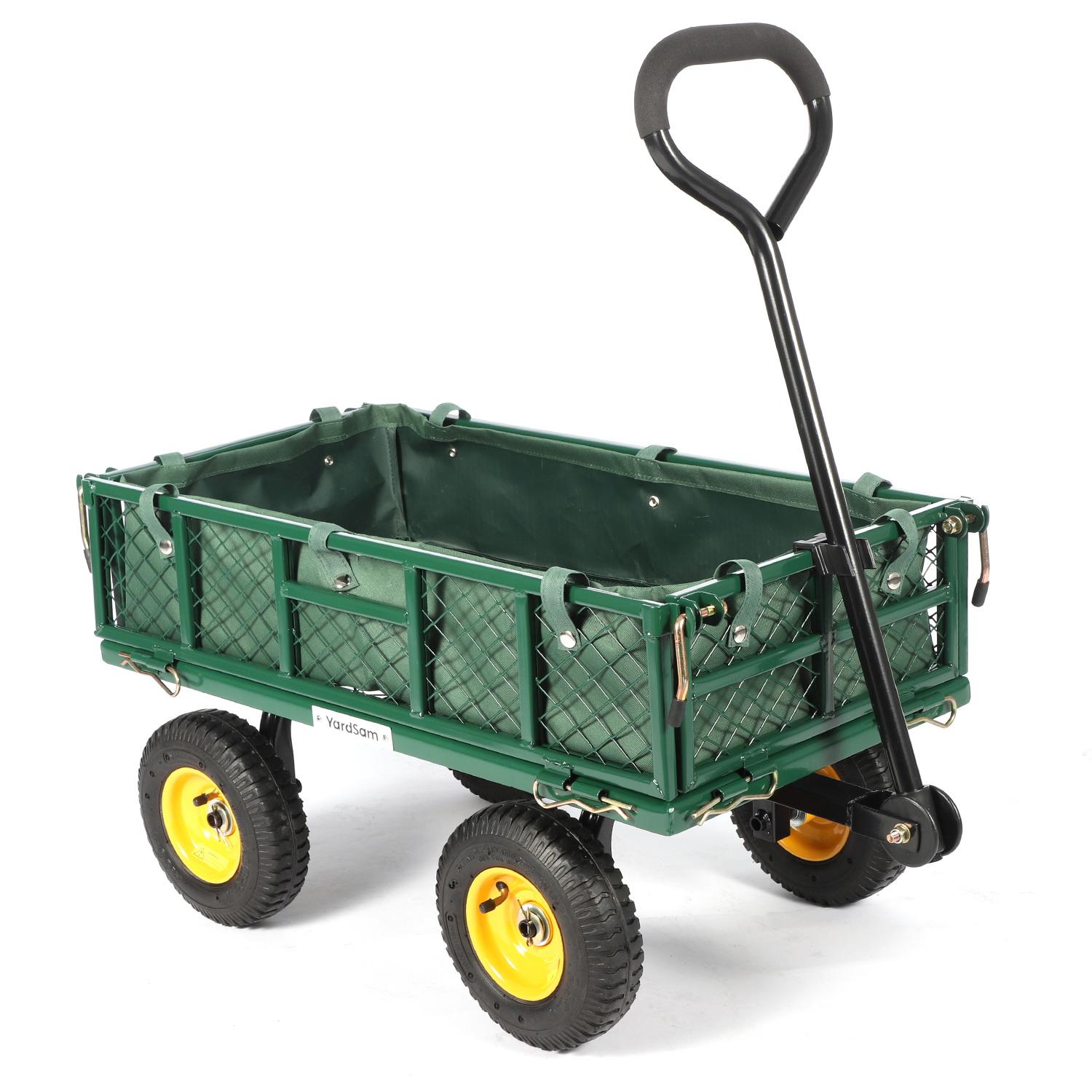 Yardsam Utility Steel Garden Carts and Wagons, Heavy Duty Lawn Wagon Cart, 400lb Weight Capacity