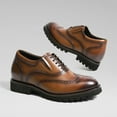 thumbnail image 5 of CMR CHAMARIPA Men's Elevator Dress Shoes - Brown Leather Brogue Oxford Shoes 8CM / 3.15 Inches, 5 of 9
