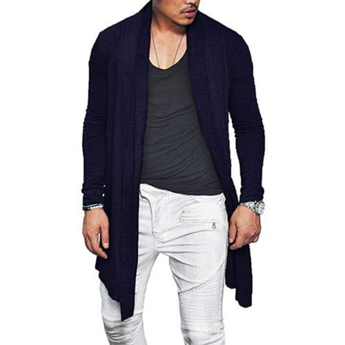 Mens Winter Warm Long Wrap Cardigan 