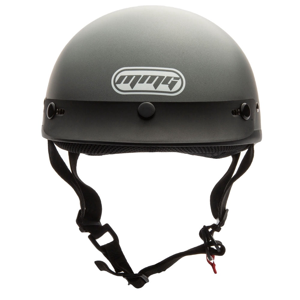 MMG Motorcycle Half Helmet Beanie DOT with goggles Matte Gray (Medium) Model 29