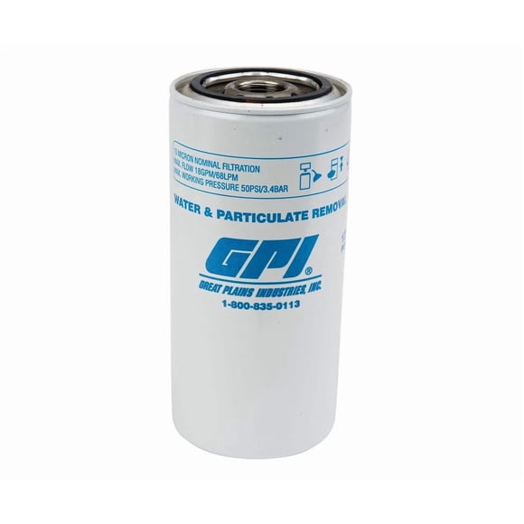 GPI Fuel Filter 129300-02 Spin-On; For Fuel Transfer Pumps/Fuel Dispensers/Gravity Flow; Use With Gasoline/E15/Kerosene/Diesel/Biodiesel; 18 GPM; 10 Micron; Single