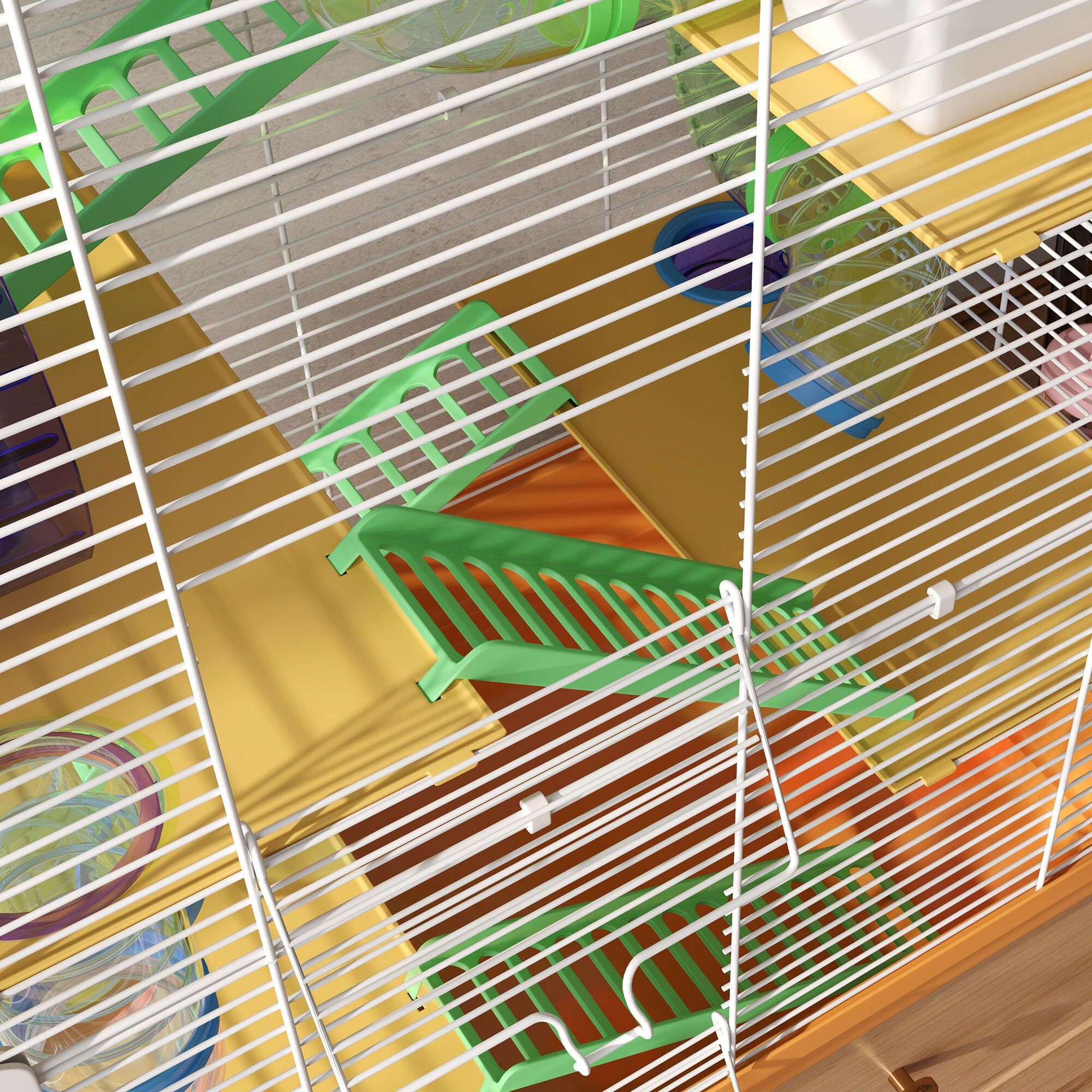 Dog Crate, PawHut 18" 5 Tier Hamster Cage with Tubes and Tunnels, Small Animal Cage with Portable Carry Handle, Gerbil Cage with Water Bottle, Food Dish, Exercise Wheel, Orange, Orange Pet Playpen