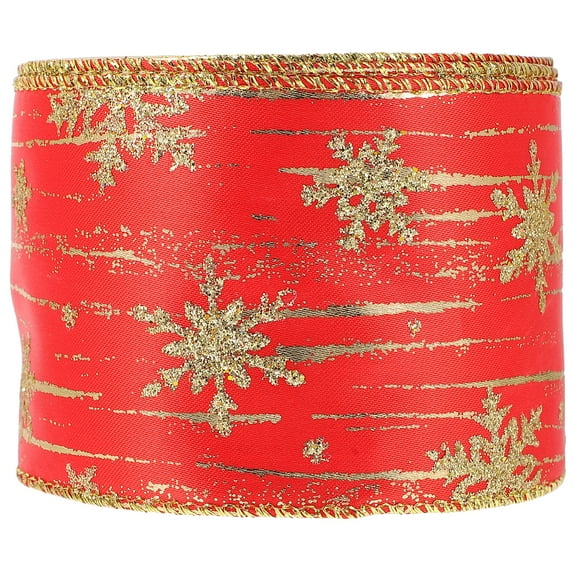 EXHUMKY Red Polyester Christmas Decorative Ribbon for Wrapping and Crafting, 1 Roll, Holiday Craft Supplies