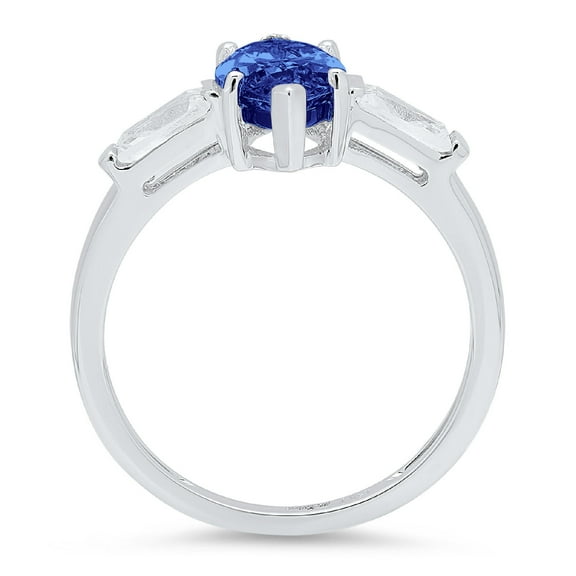 2 ct Marquise Cut Simulated Tanzanite Three-Stone Engagement Ring for Women in 18K White Gold