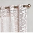 thumbnail image 4 of Dainty Home Rita 3D Floral Chenille Embroidered Solid Sheer Linen Look 76" x 84" Window Curtain Panel Pair in Blush, 4 of 10