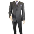 thumbnail image 2 of Mens Vitali Three Piece Suit Vested Semi Shiny Sharkskin M3090 Charcoal Gray, 2 of 11