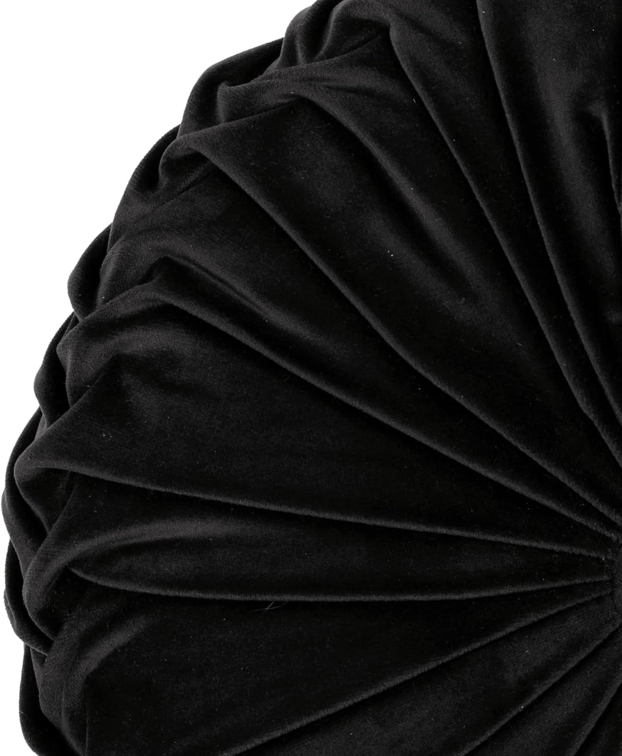 Round Pleated Soft Velvet Decorative Throw Pillow, 1 Count, 15" Diameter, Black - Plush Round Pillow, Seat Cushion, Decorative Pillows for Bed, Couch, Or Chair (Pack of 2)