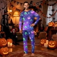 thumbnail image 2 of Matching Halloween Pajamas Set for Whole Family, Breathable Long Sleeve Halloween Family Pajamas with Green Ghost Pumpkin Print, Fun Family Halloween Pajama Set Party, 2 of 6