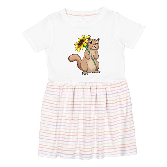 Inktastic Cute Chipmunk with Sunflower Girls Toddler Dress