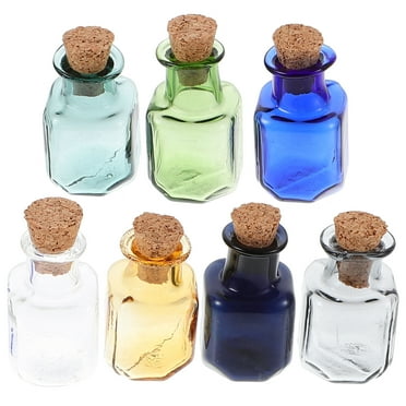 7pcs Decorative Tiny Bottle Vials Glass Wish Bottles Cork Lid Sand Bottles