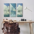 thumbnail image 2 of Stupell Industries Puffy White Clouds Clear Daytime Sky Watercolor Detail Painting Gallery Wrapped Canvas Print Wall Art, Set of 3, Design by Emma Caroline, 2 of 5