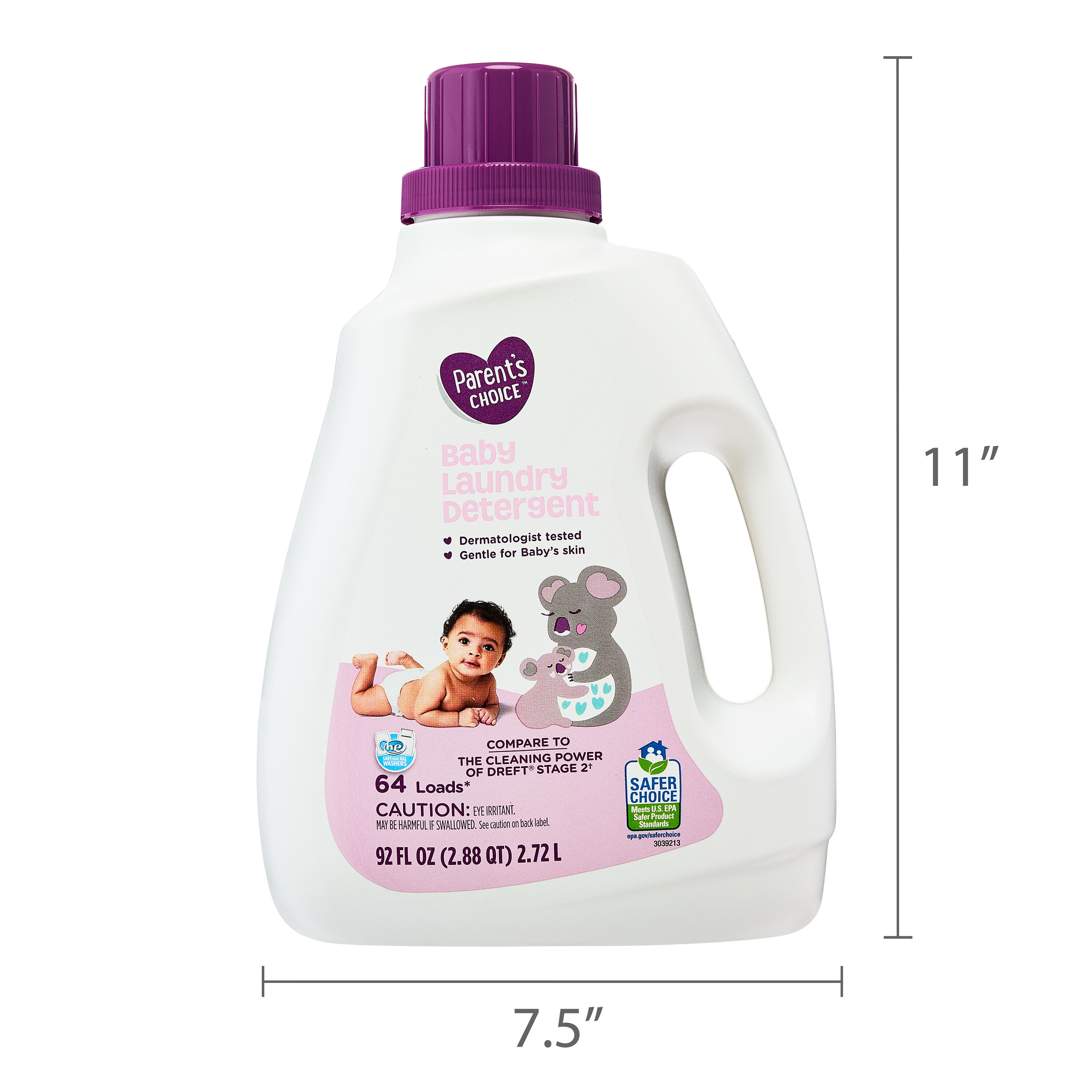 Detergente para ropa de bebé Parent's Choice, 92 fl oz, 64 cargas 7