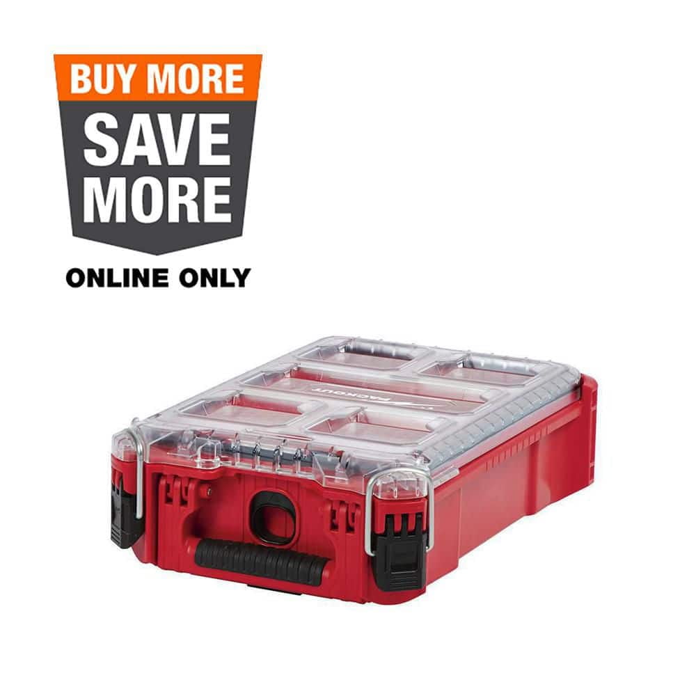 Tactix 15-Compartment Small Parts Organizer - 2 Pack Black Interlocking Storage Boxes