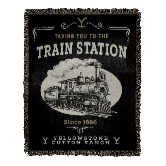 Yellowstone Train Station Paramount Jacquard Throw Blanket, 46 x 60 inches