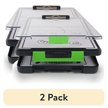 (2 pack) Dexas Clearview Clipcase Dry Erase Clipboard, 13.75 x 9.5 inch, Green A4 Paper Size