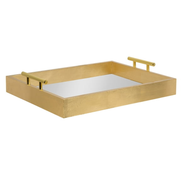 Kate and Laurel Lipton Decorative Serving Tray with Polished Metal Handles