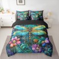 thumbnail image 2 of Feelyou Green Hippie Dragonfly Twin Bedding Sets 7pcs, Flower Botanical Comforter Set, 2 of 8