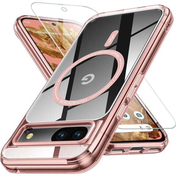 for Google Pixel 8A Case Magsafe【Strong N52 Magnetic 】【1pcsX Screen Protector】【Colorful Translucent Matte Design】 12FT Military Grade Shockproof Pixel 8A Phone Case(Pink)