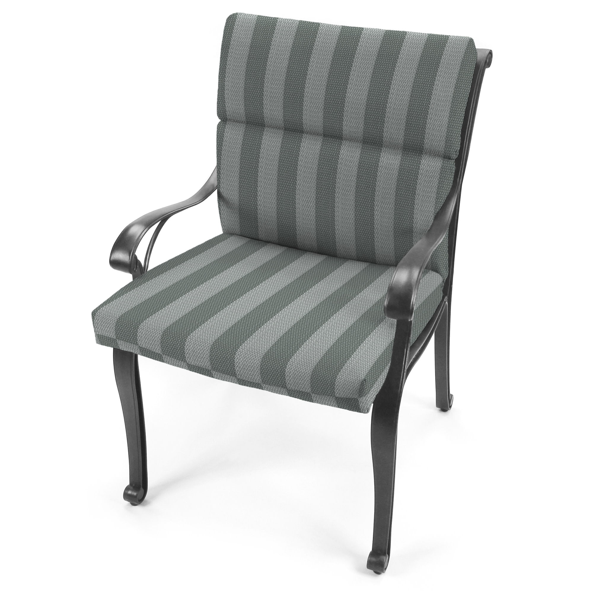 Jordan Manufacturing 44" x 22" Conway Smoke Grey Stripe Rectangular Outdoor Chair Cushion with Ties and Hanger Loop
