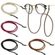 Tomorotec 4 Pack Eyeglasses Holder Strap Cord, Aphlos Eyeglass Retainer, PREMIUM LEATHER Eyeglasses String Holder Chain Necklace, Glasses Cord Lanyard (4 Colors)