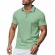 thumbnail image 1 of Blusa y camisa de manga corta con cuello vuelto para hombre, de verano, de malla, informal, holgada, con solapa y botones, de poliéster., 1 of 9