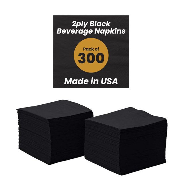Servilletas para bebidas Perfectware, 2 capas, negras, 10 x 10 cm, paquete de 300 Perfectware NA