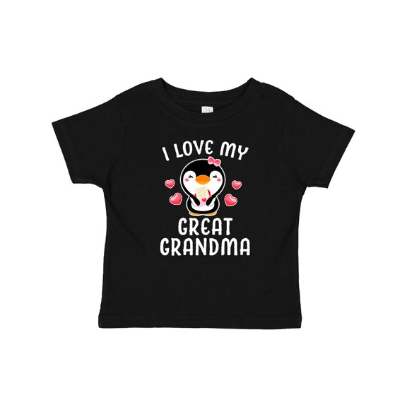 Inktastic I Love My Great Grandma with Cute Penguin and Hearts Girls Baby T-Shirt