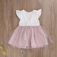 thumbnail image 4 of Gupgi Infant Baby Girl Dress Ruffles Sleeve Pearl Lace Patchwork Tutu Dress, 4 of 9