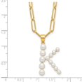 thumbnail image 4 of Sterling Silver Gold-plated 3-5.5mm White Button Freshwater Cultured Pearl LETTER K 18 inch Necklace, 4 of 4