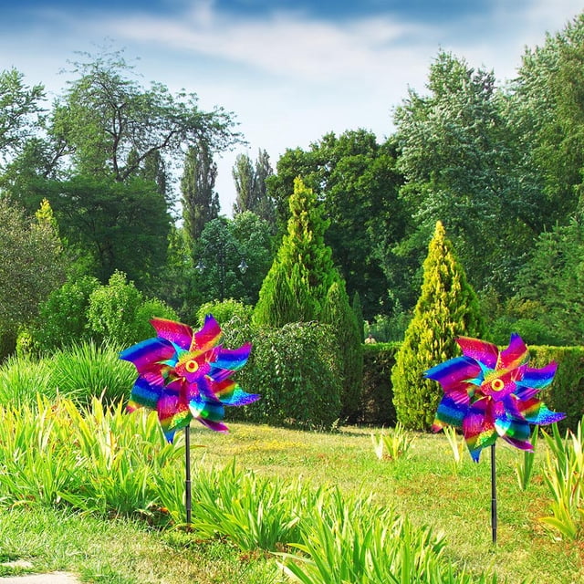 6 uds-repelente de pájaros molinetes láser molino de viento Spinner decoración de jardín
