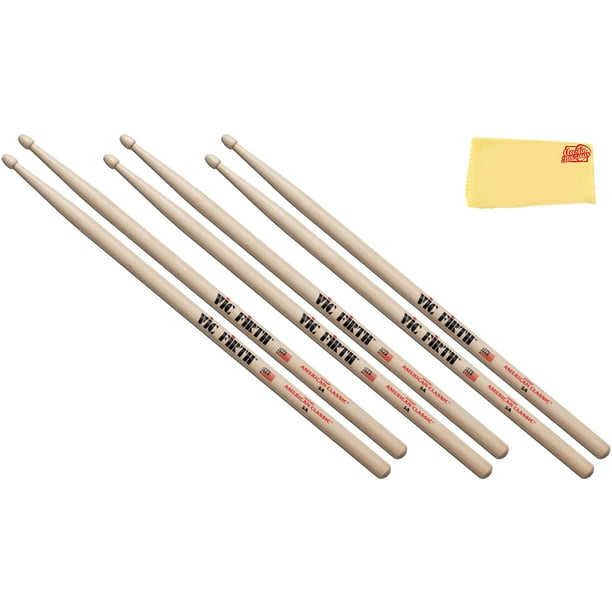 Baquetas Vic Firth American Classic 5A con punta de madera, paquete de 3