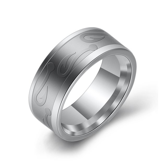 facefd Men Stainless Steel 8mm Ring Fish Hook Rings Fishing Band Loop Simple Style Fashion Accessory Jewelry Gifts for 7