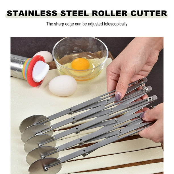 7 Wheel Stainless Steel Pizza Wheel Cutter Adjustable Dough