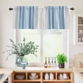 thumbnail image 5 of 3 Piece Kitchen Curtains and Valances Set Blue Gray Stripes Cafe Curtains 24 Inch Length Contemporary Minimalist Abstract Lines Valance & Tier Curtain for Living Room Bedroom Window 54"x18"+27"x24"*2, 5 of 6