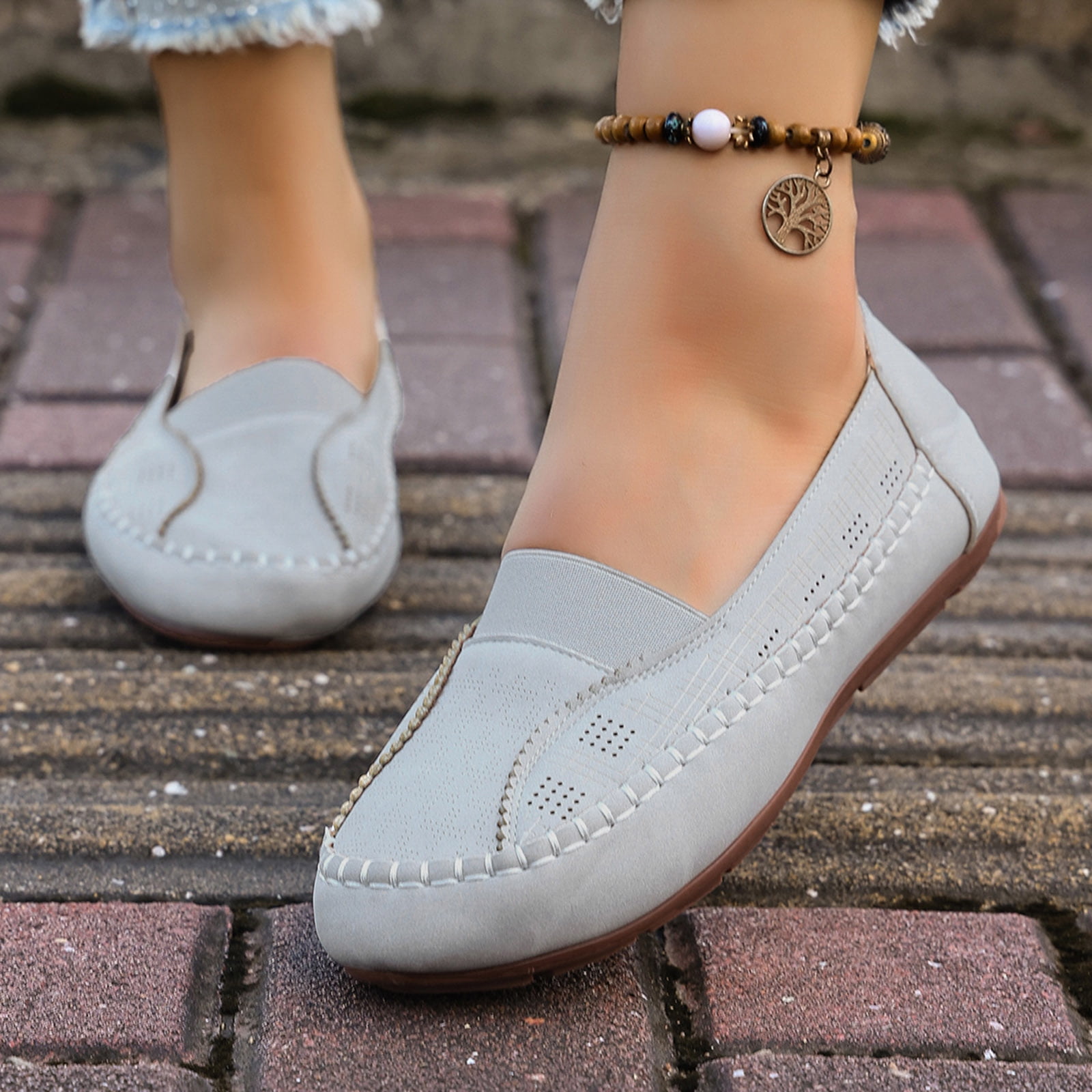 Chenyee Womens Casual Canvas Walking Shoes Comfortable Boat Loafers with Arch Support Slip On Sneakers