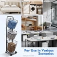thumbnail image 3 of 3 Tier Rolling Laundry Basket, Metal Mesh Wire Laundry Basket Cart w/Wheels, Tilt-out Clothing Sorting Hamper Organizer Open Storage for Home, Hotel, Mall, Bathroom, Bedroom, Dorm (Black), 3 of 13