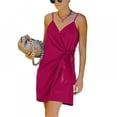 thumbnail image 2 of V Neck Solid Color Cocktail Beach Evening Party Dress Women's Slip Dress, 2 of 7