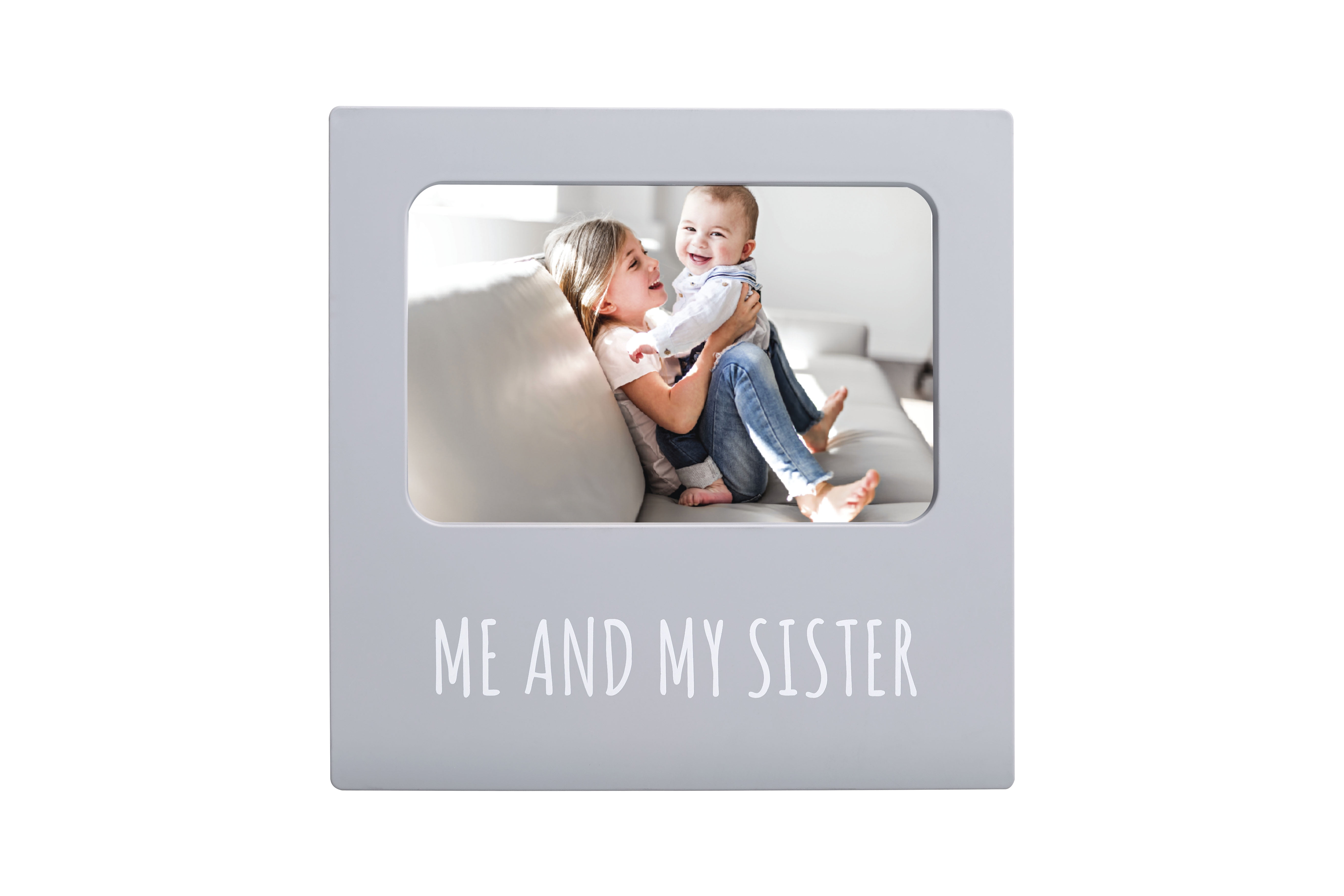 Little Pear Me and My Sister Photo Frame, Sibling Keepsake Picture Frame, Gray
