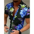thumbnail image 4 of Camisa hawaiana con estampado de hojas florales para hombre, camisas hawaianas con estampado de plantas coloridas en 3D, blusas holgadas y transpirables con solapa, mangas cortas, 4 of 4