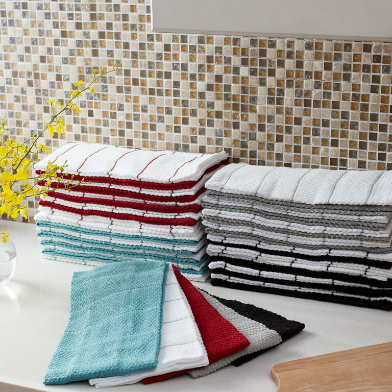 Mainstays Dobby Rice Weave Kitchen Towels, 15” x 25”, Set of 10