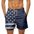 thumbnail image 2 of Huowey Casual Swim Trunks For Men Independence Day Patriotic Graphic Stars Striped Print Summer Beachwear Lightweight Elastic Waistband Wide Leg Loose Fit 4Th Of July Beach Shorts,Navy,L, 2 of 4