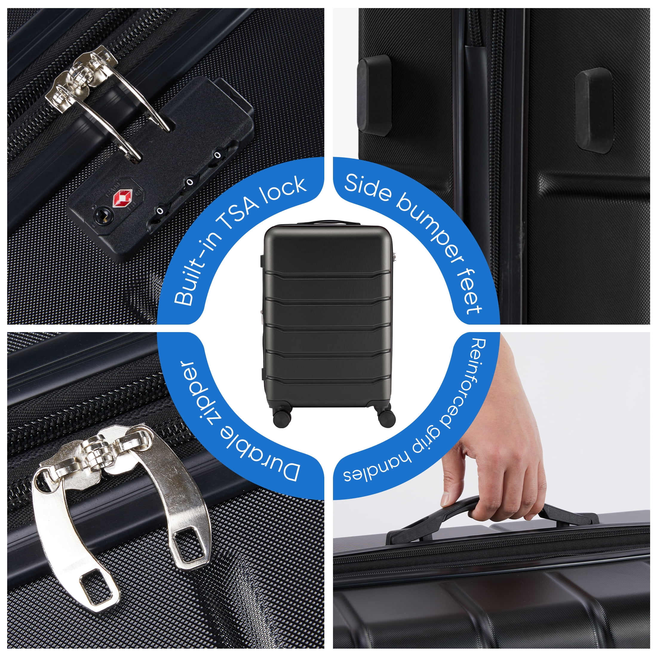 edx 24 Inch Hardside Expandable Luggage with Spinner Wheels, CheckedMedium Lightweight Expandable Ro(图3)