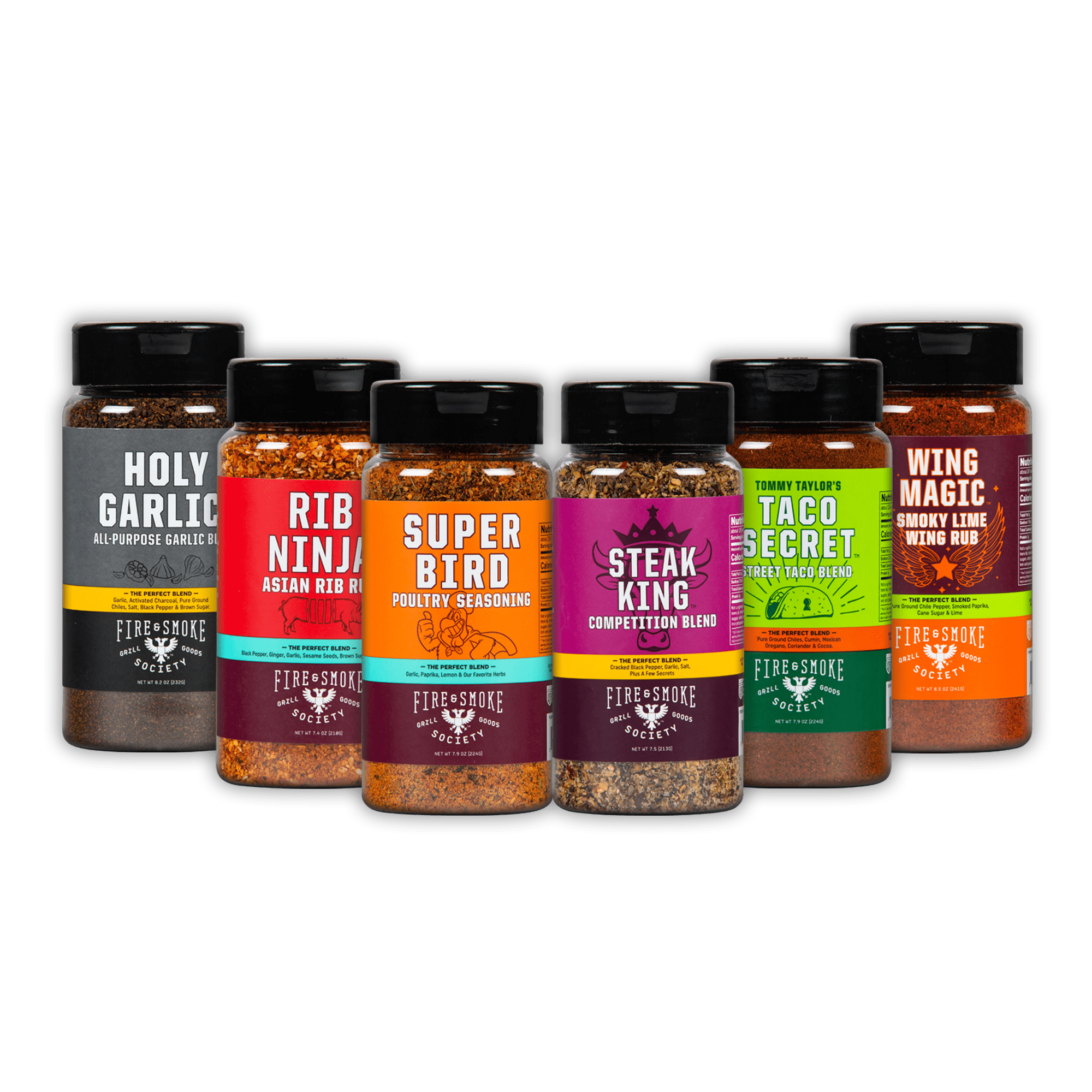 Fire & Smoke Society Spice Blend Bundle 6 Pack - Steak King, Holy Garlic,  Rib Ninja, Taco Secret, Super Bird, & Wing Magic - Walmart.com