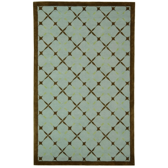 SAFAVIEH Newport Kalya Geometric Cotton Area Rug, Blue/Brown, 5' x 8'