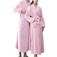 thumbnail image 3 of Prolriy Robes for Women, Women's Double Pocket Flannel Bathrobe Soft and Warm Double Faced Velvet Bathrobe Pajamas and Home Wear BathRobe Womens Robe Pink L, 3 of 7