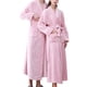 thumbnail image 3 of Batas Prolriy para mujer, bata de baño de franela con doble bolsillo, suave y cálida, de terciopelo de doble cara, ideal para pijamas y ropa de casa, bata de baño para mujer, color rosa, talla XXL, 3 of 6