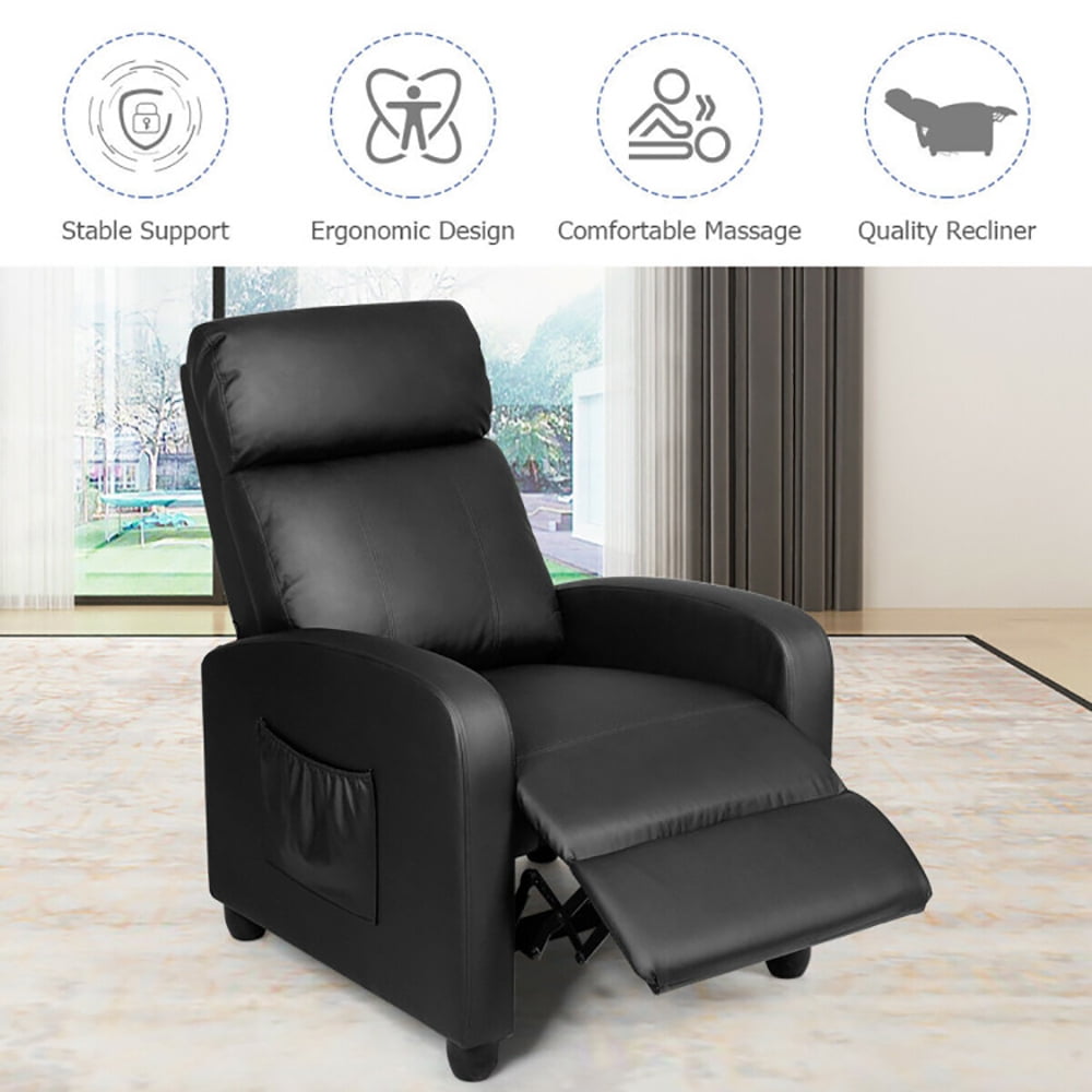 Finihen Massage Recliner Chair, Recliner Massage Winback Single Chair with Side Pocket, for Living Room, Bedroom, Black