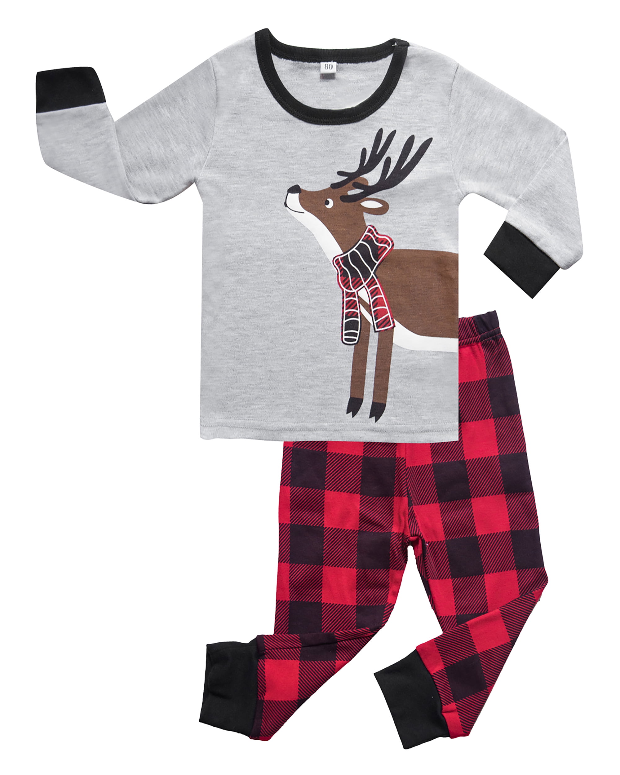 Little Boys Girls Christmas Pajamas Sets Reindeer Santa Claus 100% Cotton 2 Piece Toddler Clothes Kids Pjs Sleepwear