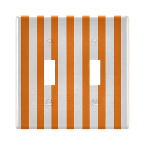 Orange-white Stripes Light Switch Cover Electrical Outlet Cover Replaceable Wall Plates 2-Gang